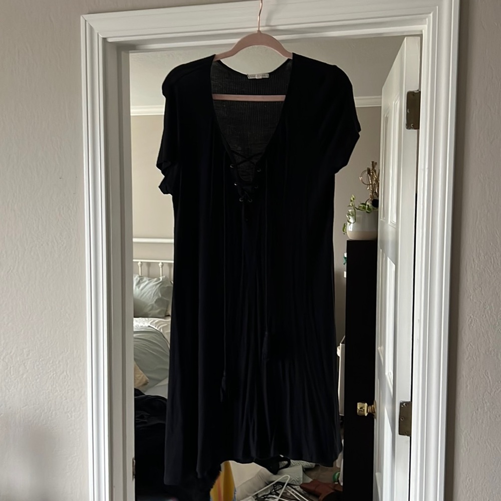 Black waffle dress